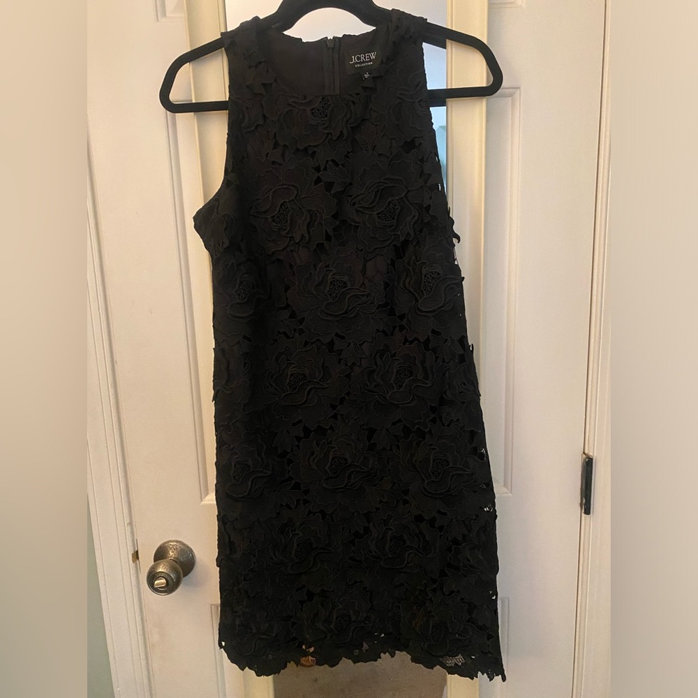 J. Crew Black Floral Textured Lace Mini Dress- Sz 6